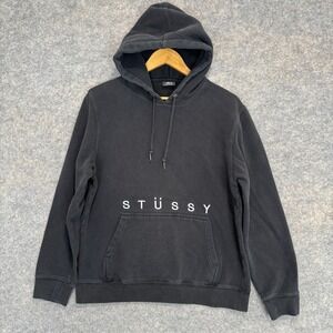 Vintage Stussy Applique Hoodie Sweatshirt Mens Medium Classic 90s Made in USA
